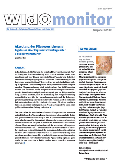 Cover des WIdOmonitors 3/2005 Cover der WIdO-Publikation WIdOmonitor 3/2005