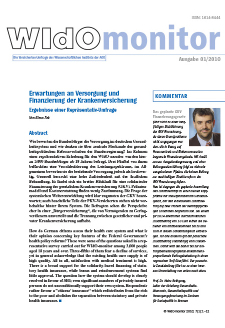 Cover des WIdOmonitors 1/2010 Cover der WIdO-Publikation WIdOmonitor 1/2010
