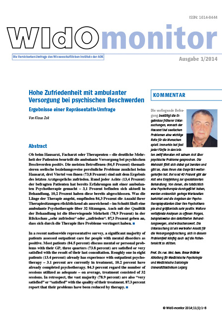 Cover des WIdOmonitors 1/2014 Cover der WIdO-Publikation WIdOmonitor 1/2014