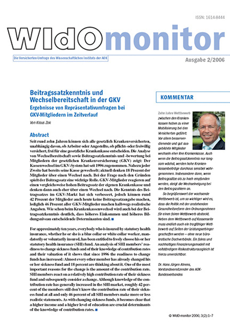 Cover des WIdOmonitors 2/2006 Cover der WIdO-Publikation WIdOmonitor 2/2006